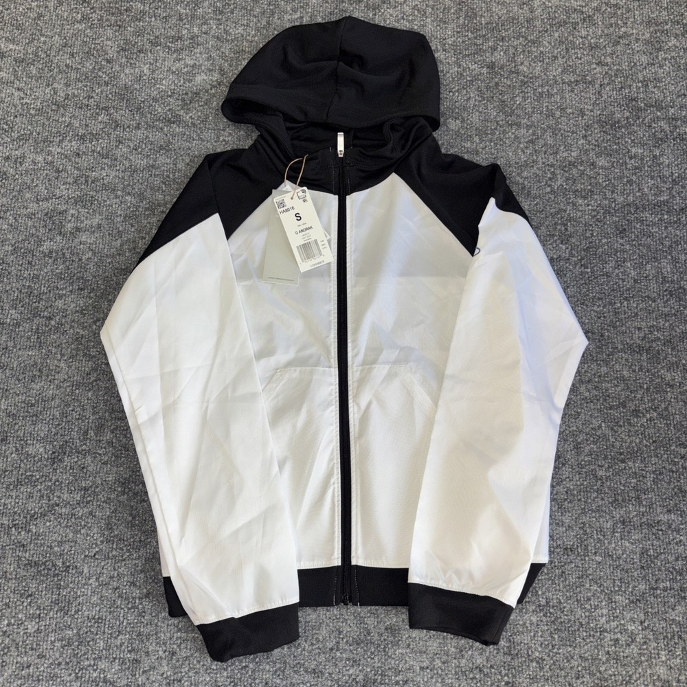 Adidas Golf Girls Youth Small Full Zip Windbreaker Anorak Jacket HA8016 Black